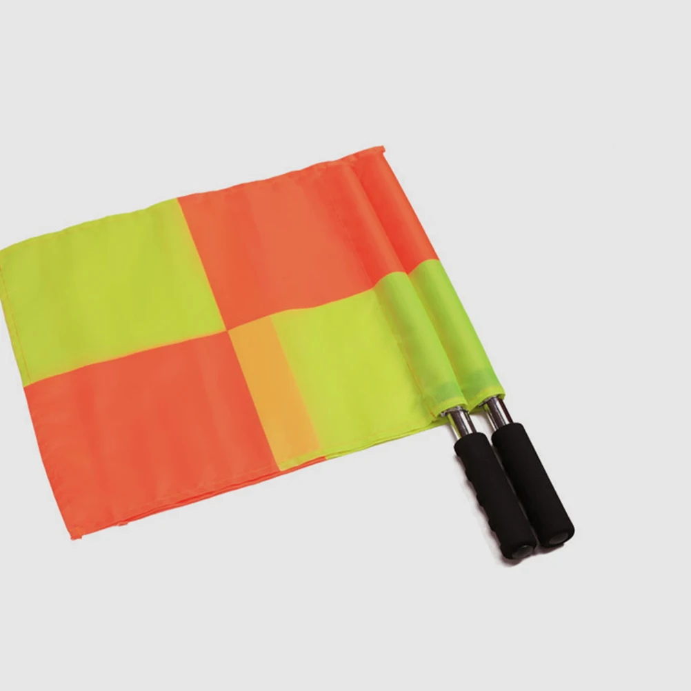

2 Pcs Patrol Flag Commanding Referee The Sign Corner Flags for Soccer Field Linesman Handheld Polyester Checkered Athletic