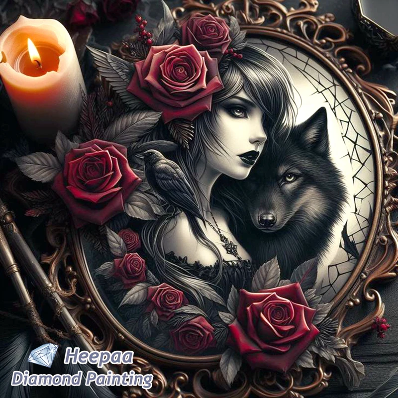 Gothic Halloween Witch Woman 5d Diamond Painting Art Rose Flowers Skull Girl Cross Stitch Handmade Embroidery Home Decor Gift