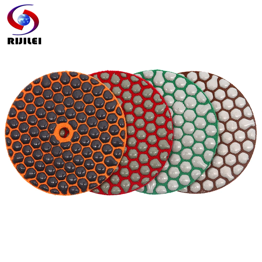 4 Step 4 Inch Dry Polishing Pads 4PCS Flexible Diamond Sanding Disc For Marble Granite Ceramic Tile Concrete