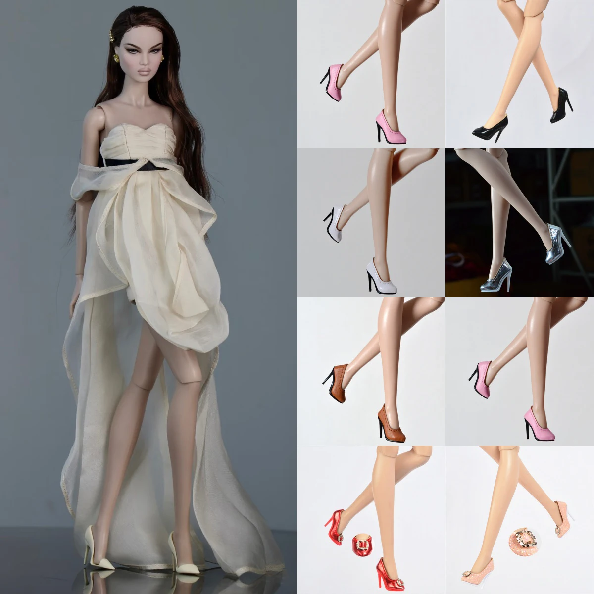 1/6 Doll Shoes Accessories Premium Simple Leather High Heels Fashion Elegant High Heels For FR Babi ST Supermodel Doll