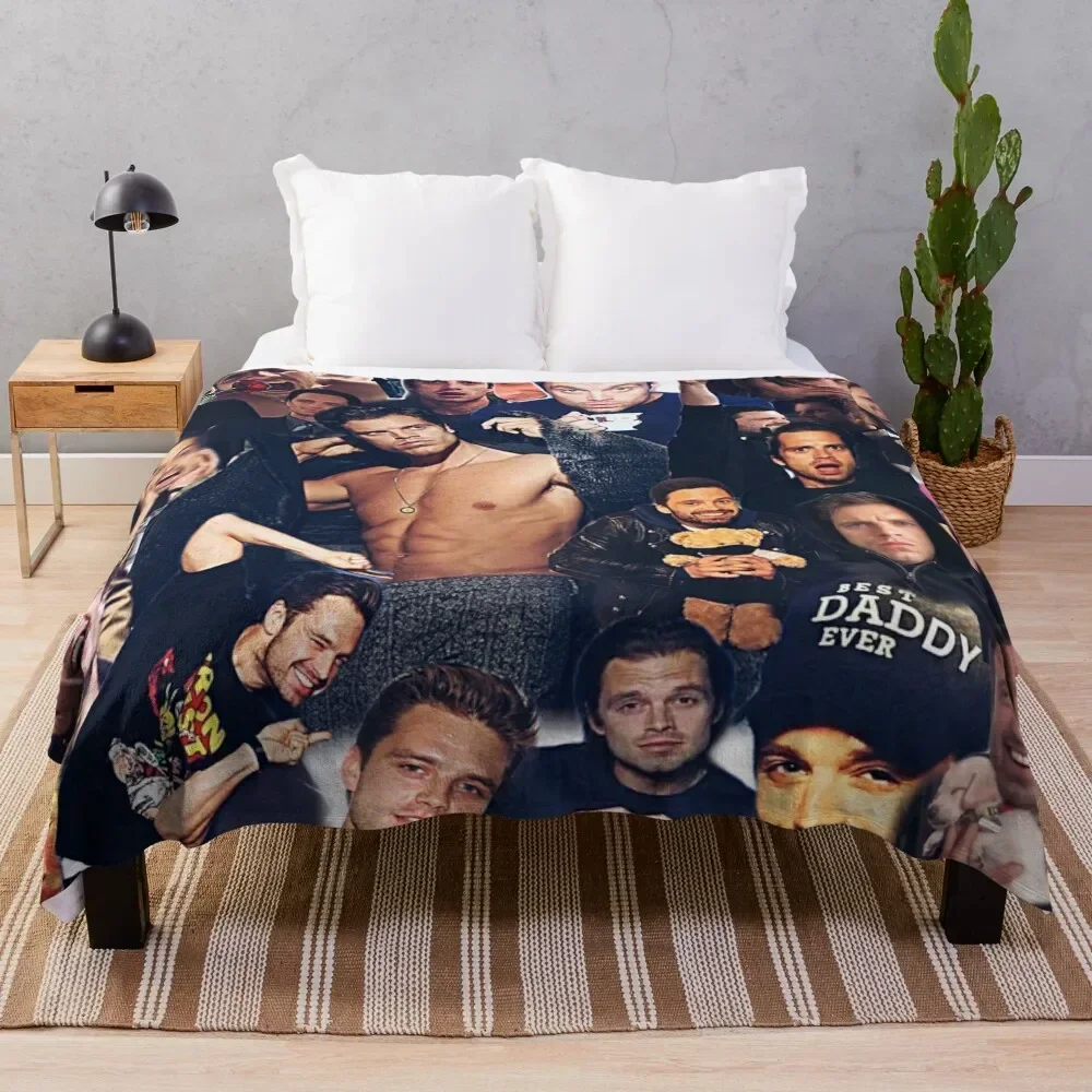 Sebastian Stan (collage design) Throw Blanket anime Luxury St Custom Flannel Blankets