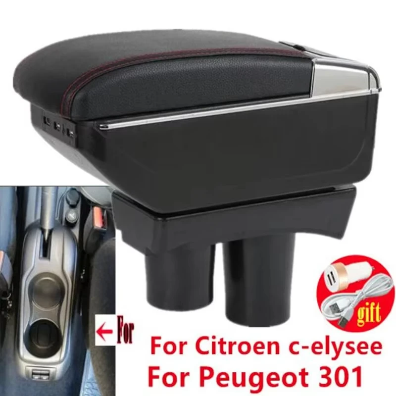 

Car central armrest box For Peugeot 301 Armrest box For Citroen c-elysee Car Armrest Storage Box Interior Dedicated Retrofit