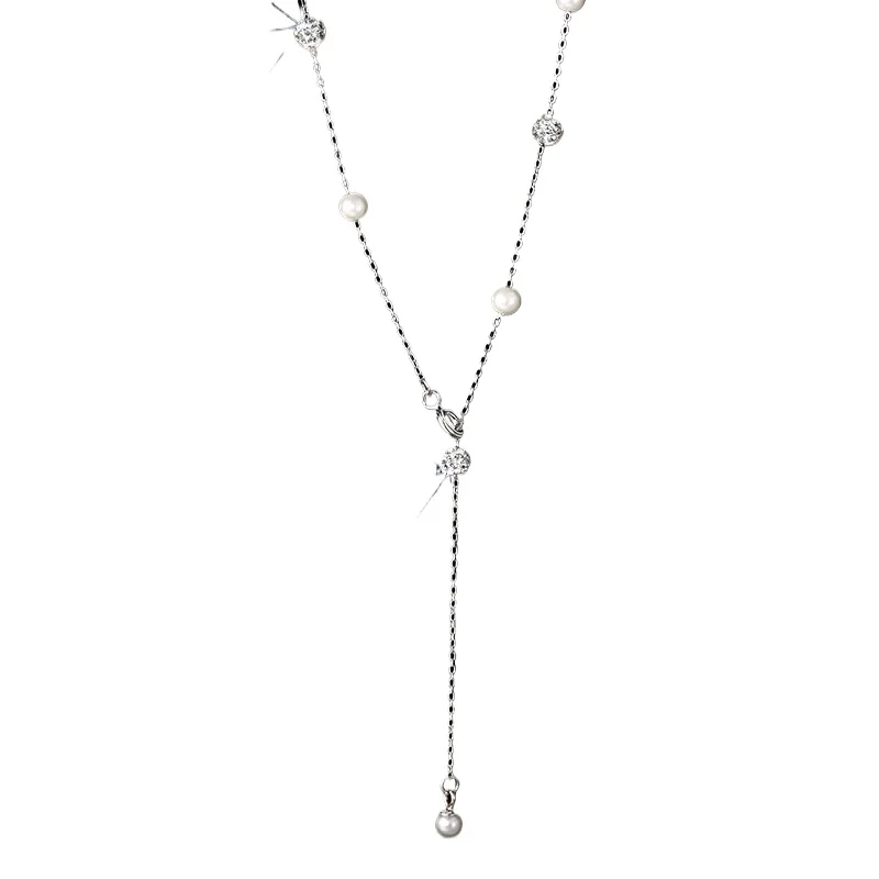 

925 sterling silver pearl neck chain light luxury autumn and winter necklace new popular collarbone chain women