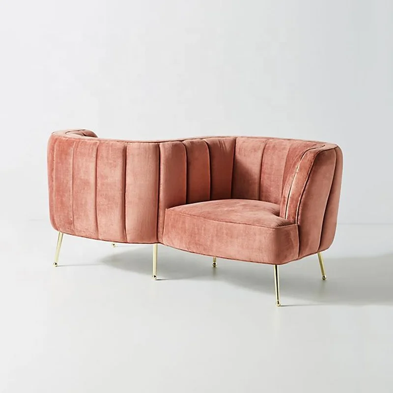 * French Personality Designer Creative Alien Double Seat Pink Fabric Sofa Clothing Shop Beauty Salon Exclusive