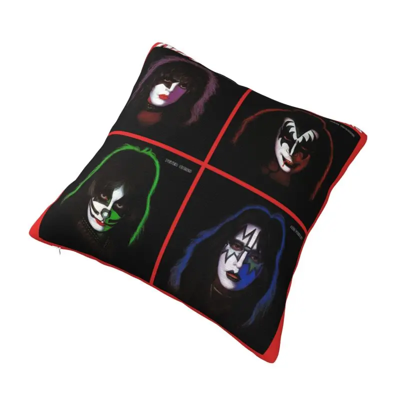 Custom Fashion Kiss Rock Roll Cushion Covers 40x40cm Soft Gorgeous Metal Heavy Band Throw Pillow for Sofa Square Pillowcase