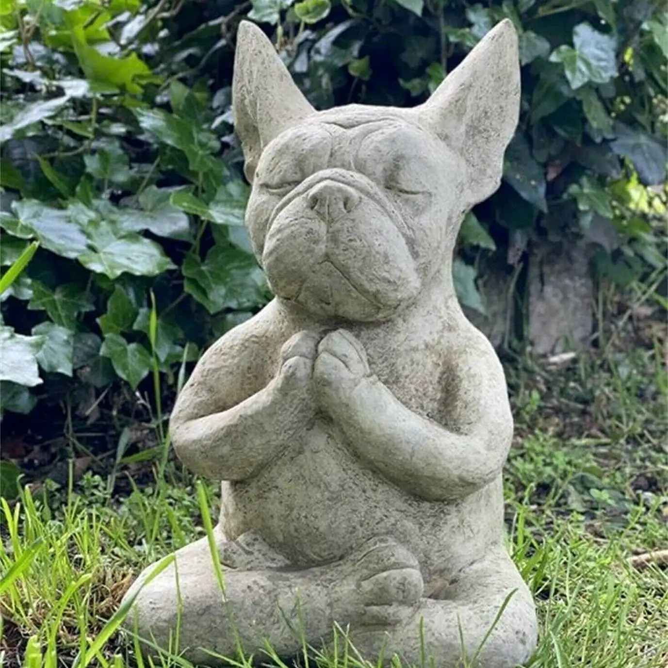 Estatua de decoración de Bulldog Francés para jardín, artesanía de resina para patio, decoración para exteriores