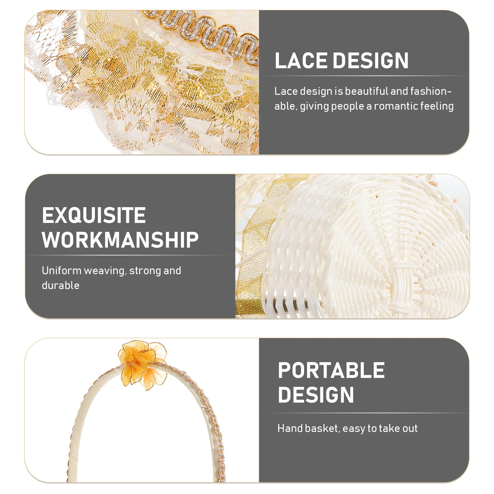 

1pc Elegant Wedding Baskets Bride Party Plastic Lace Handheld Basket Beautiful Lace Basket for Banquet Events Decorative Storage