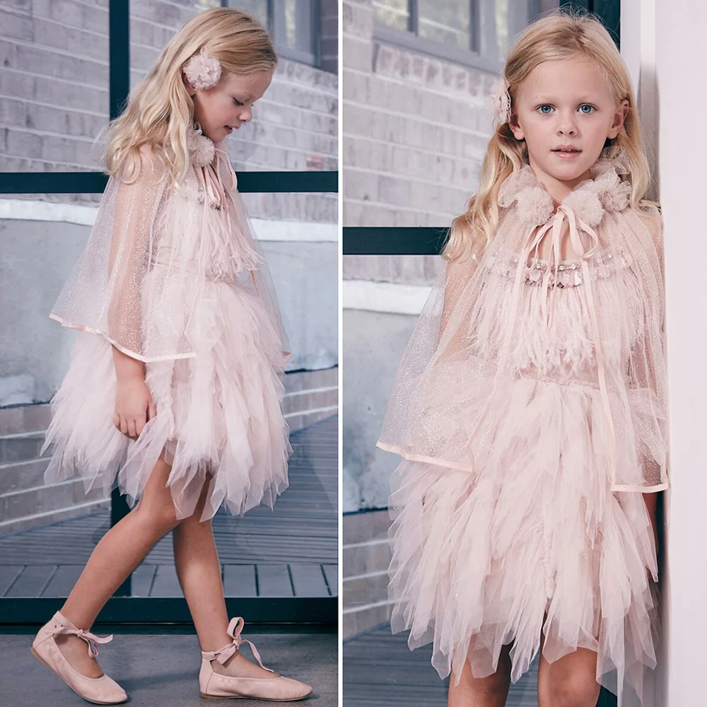 2023 New Summer Kids Princess Party Dresses for Girls Tassel Elegant Wedding Birthday Tutu Gown Children Pageant Layered Dress