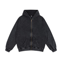 Washed and aged sweatshirt, loose hoodie for young couples, round-neck jacket, zip-up sweatshirt, men's suit set