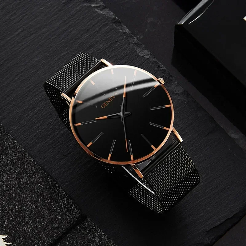 Minimal Men Watch Fashion Slim Watch Simple Business Stainless Steel Mesh Band Quartz Watch Relojes Para Hombres Relógio Часы