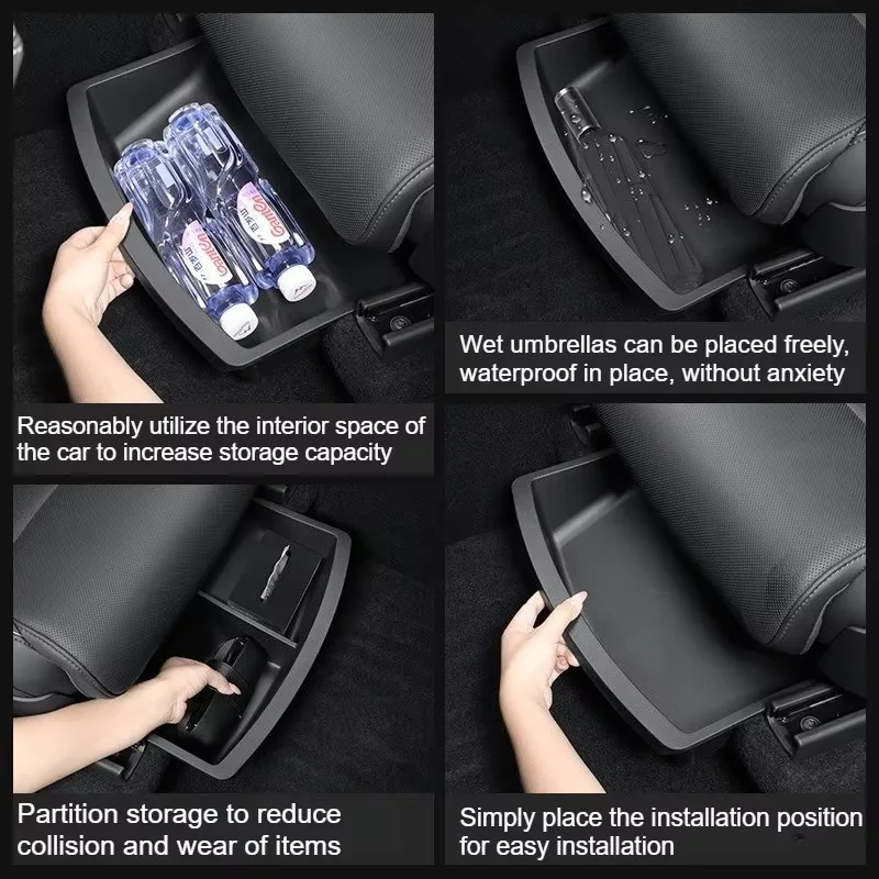 Under Seat Storage Box For Tesla 2026 Model YL 6-Seat TPE Drawer Front Rear Seat Lower Organizer Tray Car Interior Accessories view 5