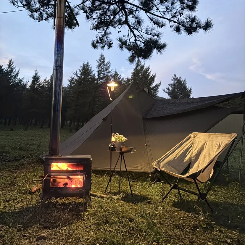Outdoor Summer Camping Tent 15D Single Sided Silicon Double Ultra Lightweight Plus Sky Curtain 2-in-1 Pyramid Tent Waterproof