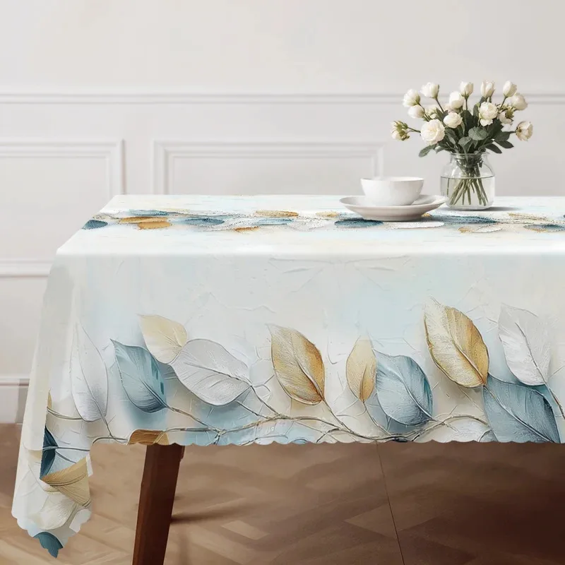 VIKAMA Light Luxury Leaf Pattern Printed Tablecloth Modern Simple Home Table Decoration Tablecloth Home Decoration