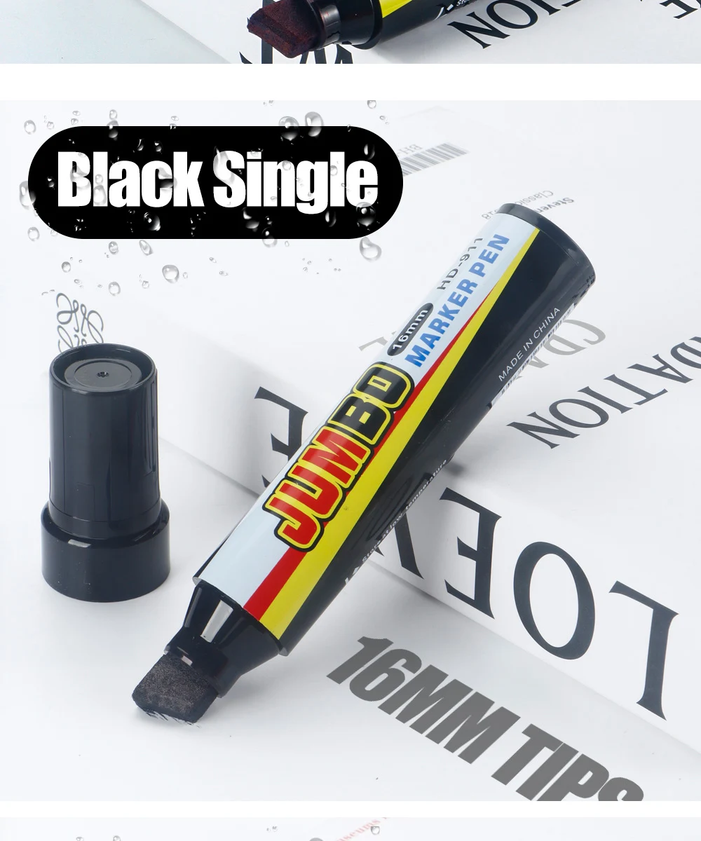 3/6/12 Stück Farbmarker, extrem große Kapazität, 3–16 mm Stiftspitzen, Schwarz/Rot/Blau, schnell trocknend, wasserdicht, für Büro- und Schulbedarf – Detail 9