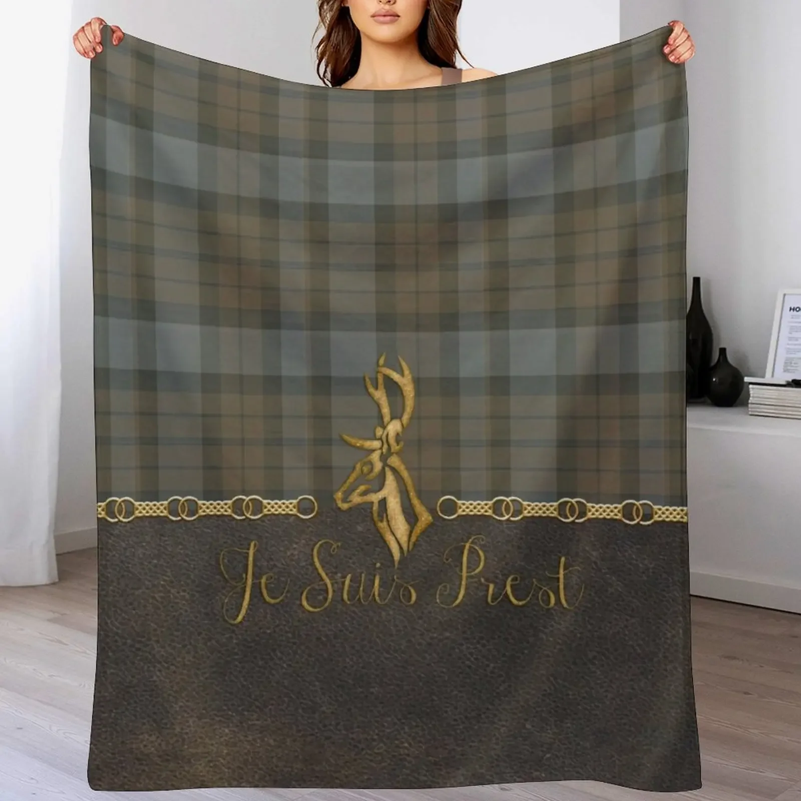 Leather and tartan - Je suis Prest Throw Blanket Bed Fashionable Fashion Sofas for sofa Beautifuls Blankets