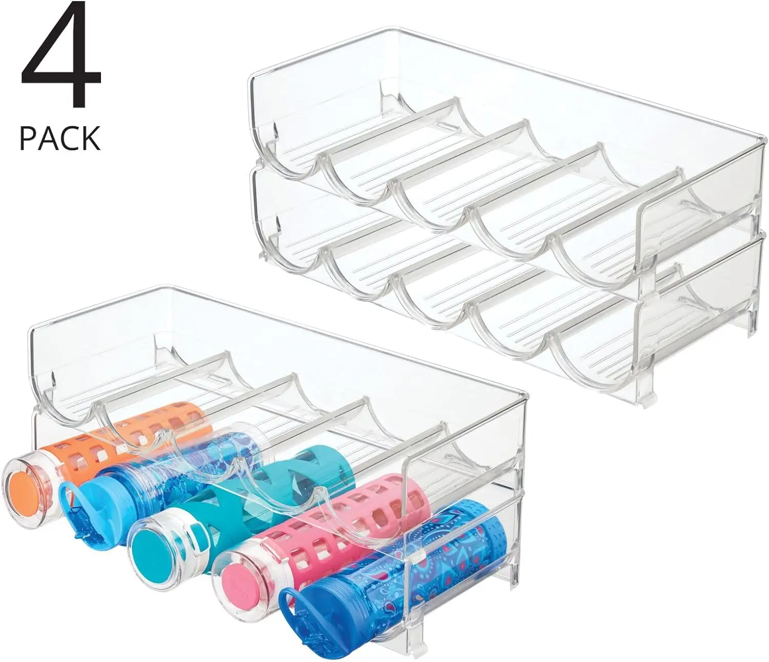 Free-Standing Water Bottle and Wine Rack Storage Organizer for Kitchen Countertops,Pantry,Fridge-Stackable-Holds 5 Bottles Each