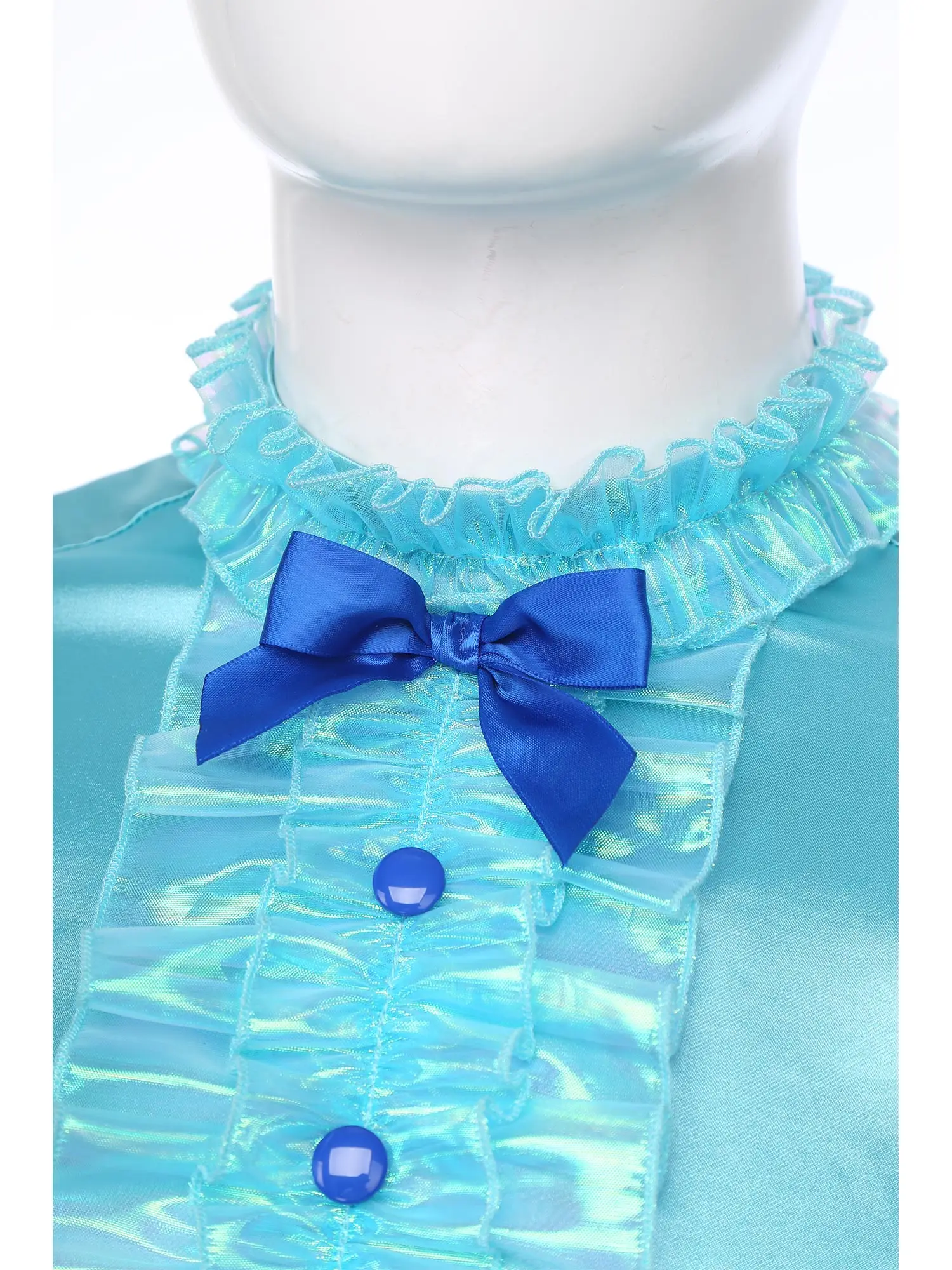 فستان رجالي سيسي خادمة قصير الأكمام منتفخة مكشكش سباركلي شير الطبقات ألف خط فستان كروسدرسر لعب الأدوار الملابس الداخلية زي