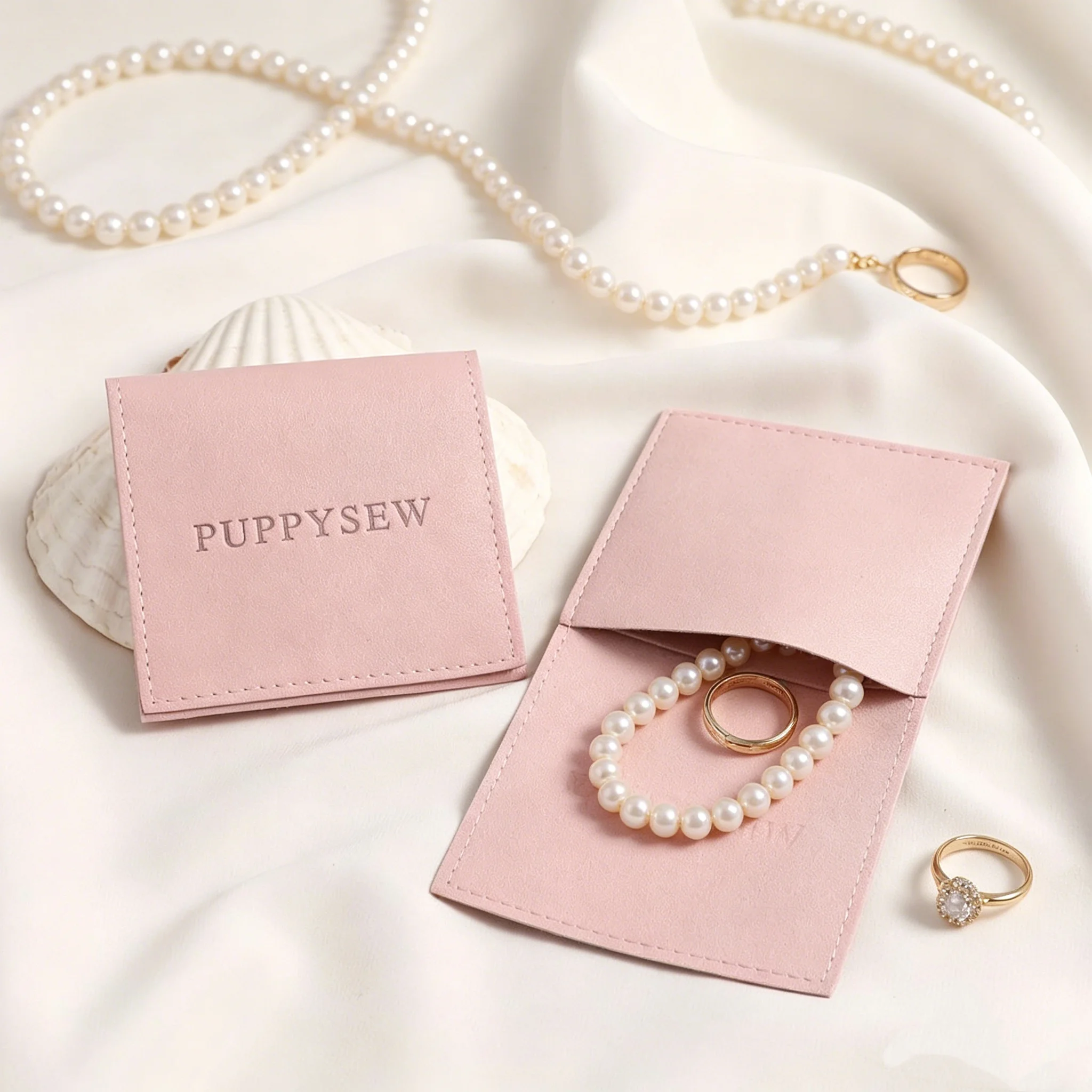 

50Pcs/Lot Microfiber Jewelry Pouch Bag, High Quality Jewelry Envelope Pouches Earrings Necklace Pouch With Logo