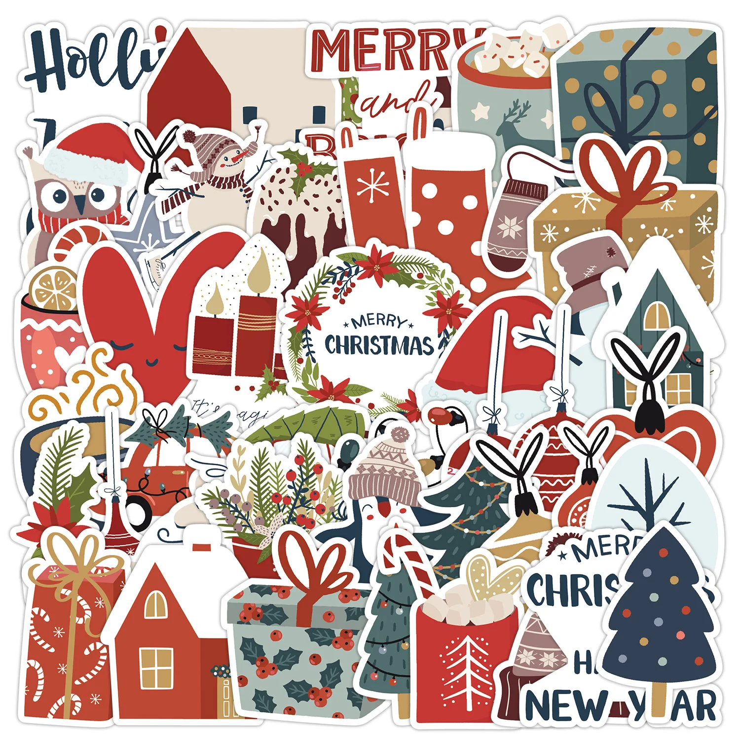 

10/50PCS Christmas Christmas Tree Elements Doodle Decorative Car Mobile Phone Kettle Waterproof Sticker Kids Toy