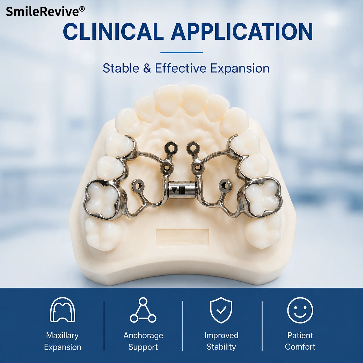 SmileRevive Stainless Steel Orthodontic Rapid Palatal Expander Hyrax Expansion Screw Dental Lab Maxillary Appliance with Key