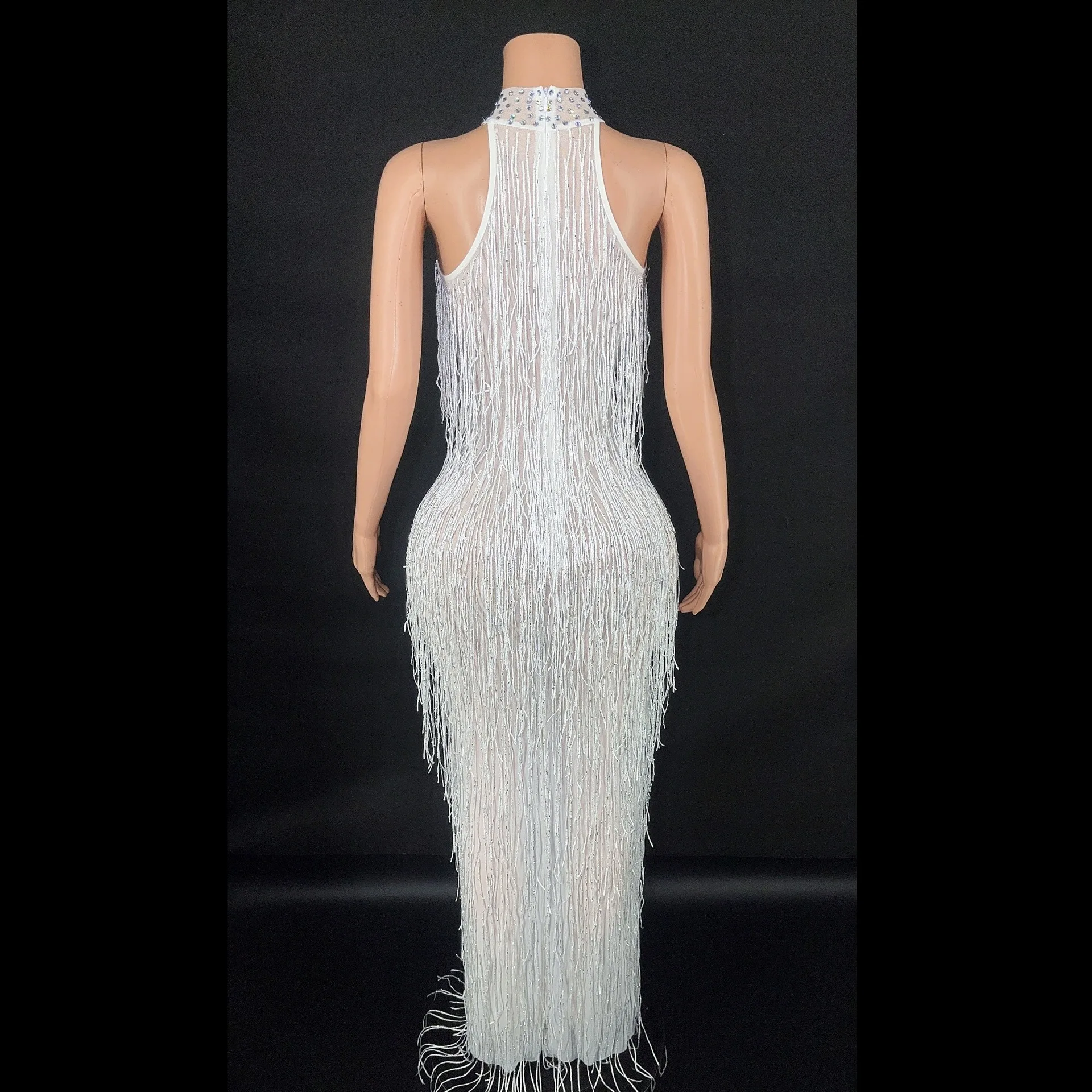 Mulheres baile de formatura vestidos brancos elegante sexy halter com borla cristal festa luxo vestido longo vestido noite