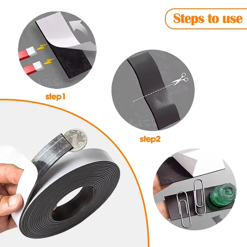10 m starker, selbstklebender Magnetbandstreifen – flexibler Gummimagnet für Kühlschrank, DIY-Fotoposter, Büro und Heimgebrauch – Detail 3