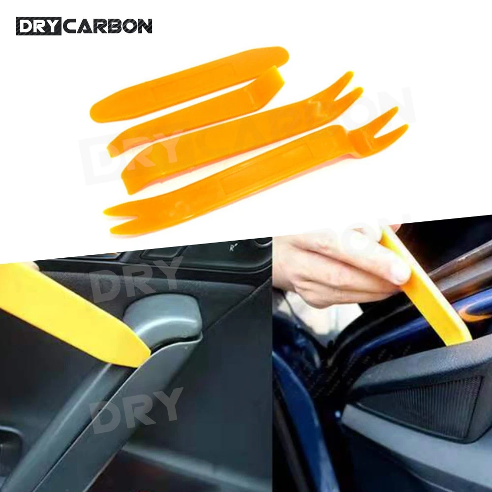 4Pcs Pry Set Auto Door Clip Panel Trim Removal Tool Kits Navigation Disassembly Seesaw Car Interior Plastic Seesaw Conversion