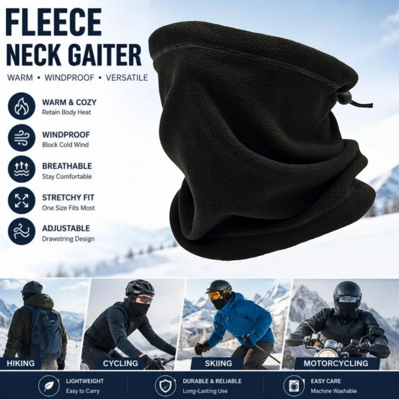 Winddichte Fleece-Halstuch - Mehrzweck-Schlauchschal für Ski/Fahrrad/Wandern, Verstellbare Gesichtsbedeckung mit UV-Schutz