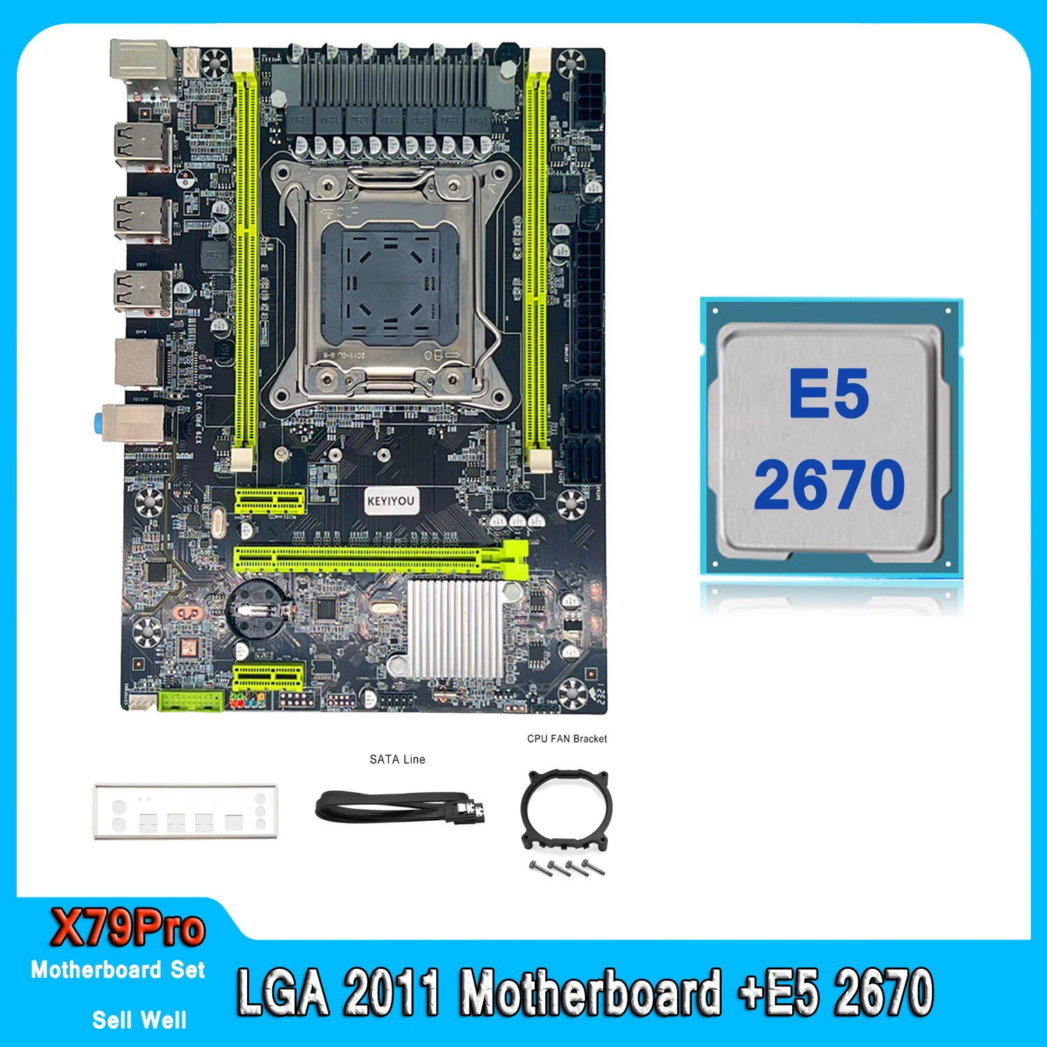 

X79 PRO Motherboard Set LGA 2011 E5 2670 Support DDR3 REG ECC Memory CPU Combo Kit Xeon E5 2670 PCI-16 NVME M.2 Server M-ATX