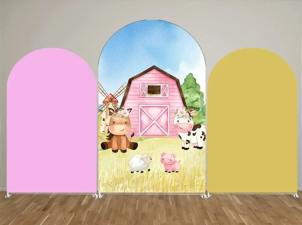 

Arch Backdrop Frame Covers Stretchy Spandex Fabric Cow Farm Background for Birthday Baby Shower Party Decoration