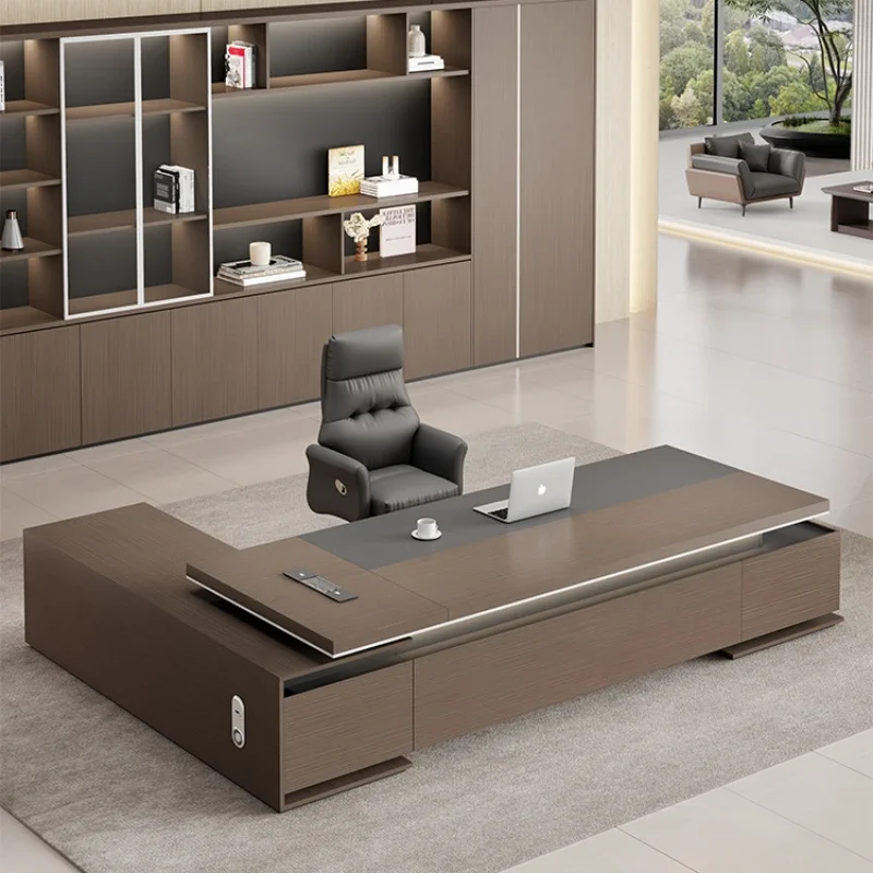 Vintage New Chinese Office Desk Filing Cabinets Luxury Executive Monitor Office Desk Modern Reading Wooden Bureau Furniture