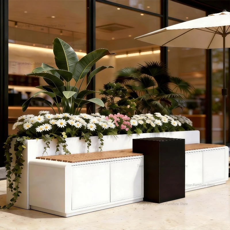 

Скандинавская креативная скамья-кашпо для кофейни, современный дизайн, комбинированная садовая мебель с разделителями, для улицы, FYSS