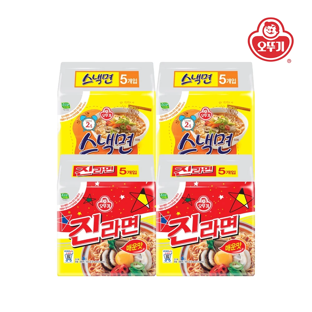 [Ottogi] Jin Ramen Sabor Picante 10 Paquetes + Snack Noodles 10 Paquetes