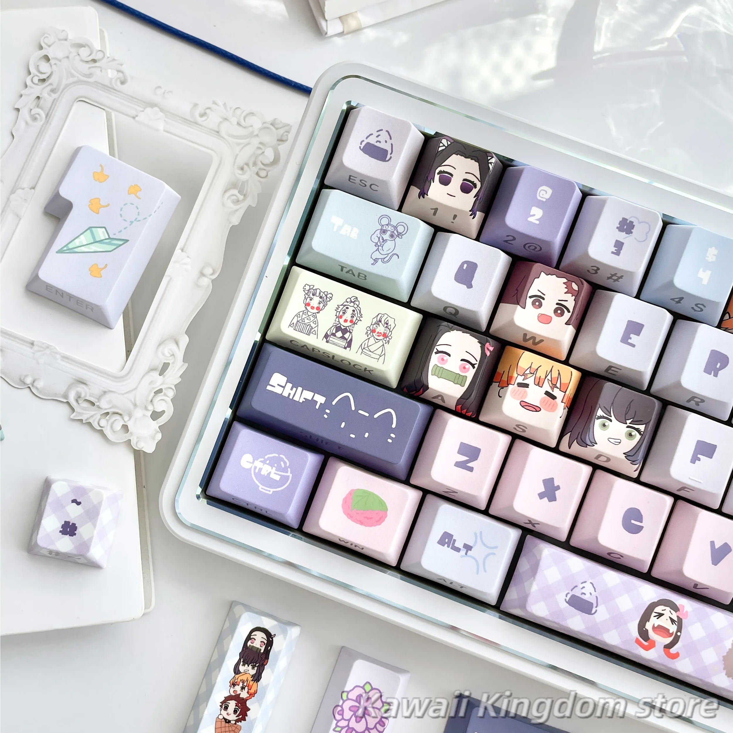 

Demon Slayer: Kimetsu no Yaiba Anime Cosplay Keycaps Key Cherry Profile Pbt Thermal Sublimation Mechanical Keyboard