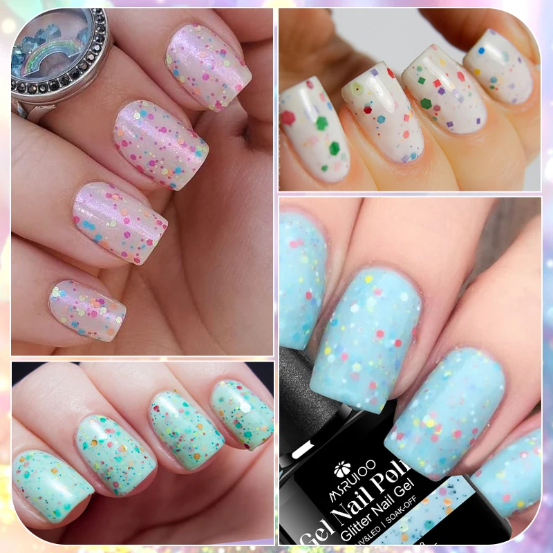 MSRUIOO 8ml 요구르트 글리터 네일 젤 폴란드어 밀키 화이트 핑크 네일 용품 매니큐어 디자인을위한 UV/LED 반영구적 바니시