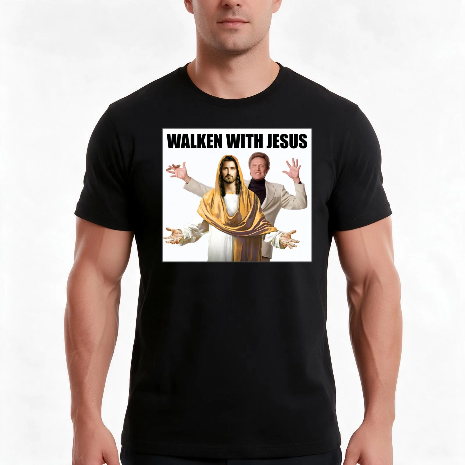 Walken With Jesus - Funny Walking With Jesus Gift Ideas for Christopher Lovers T-Shirt Summer Casual Cotton Tee 100% Cotton