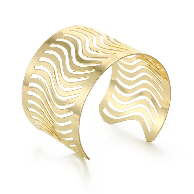 1PC Punk Geometric Hollow Wide Cuff Bracelets Bangles For Women Men Unisex Alloy Open Big Bangle Bracelet Fashion Jewelry B43