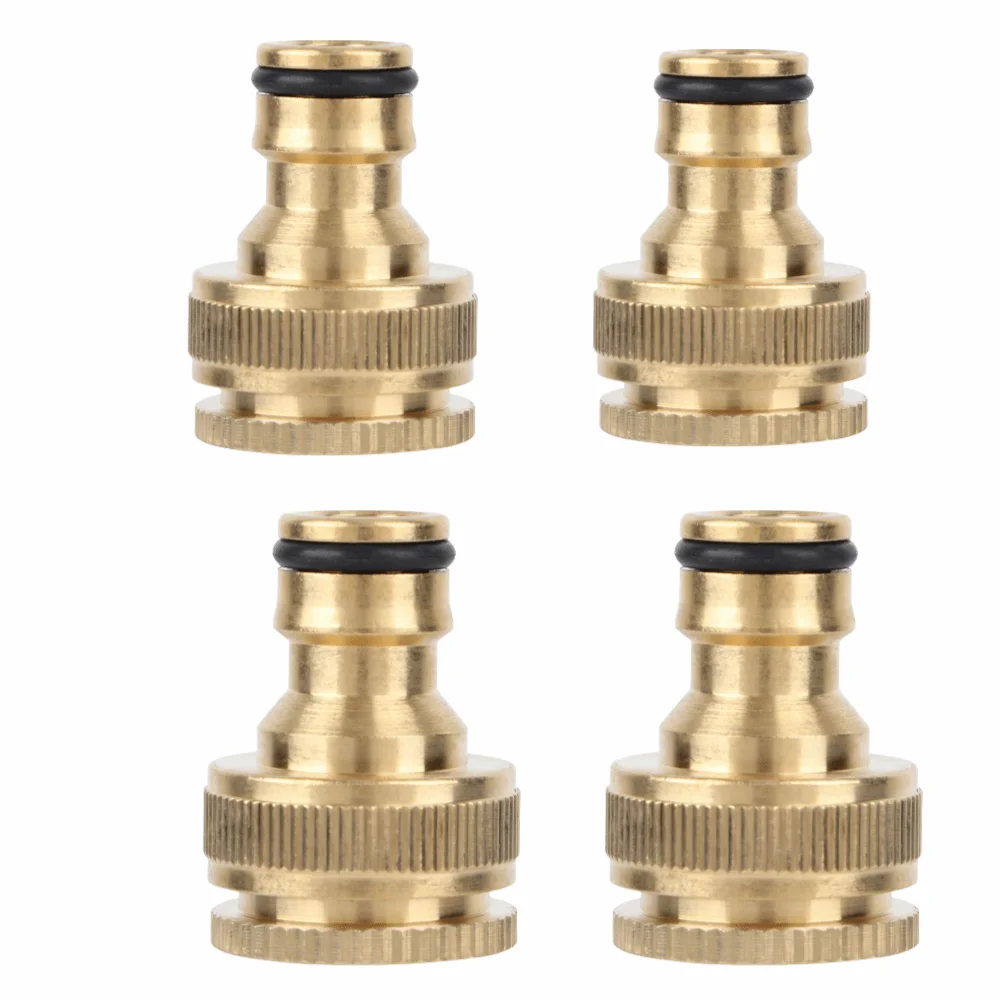 

4PCS 1/2" and 3/4" Female Thread Hose Connector Quick Connect Leak Proof Hose Quick Connector Easy To Install Brass