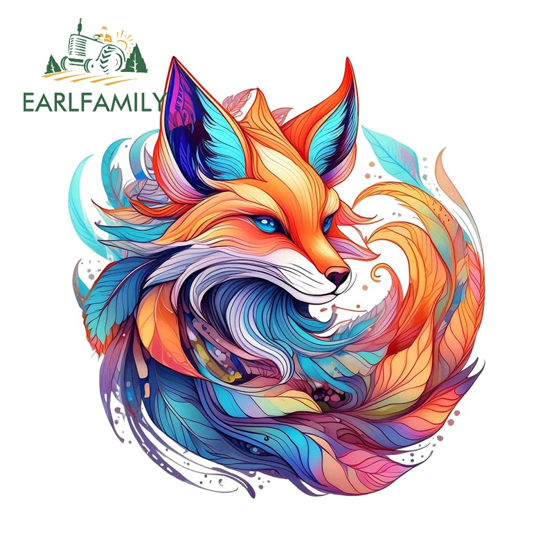

EARLFAMILY Artistic Red Fox Head Amusing Car Stickers Car Accessories Creative Graffiti DIY Vinyl Car Wrap VAN Decoration