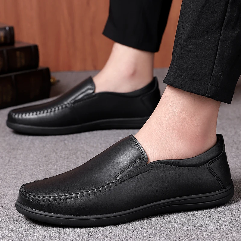 Genuine Leather Men Shoes Luxury Brand Casual Mens Loafers Moccasins Breathable Slip on Designer Driving Shoes Plus Size 38-47