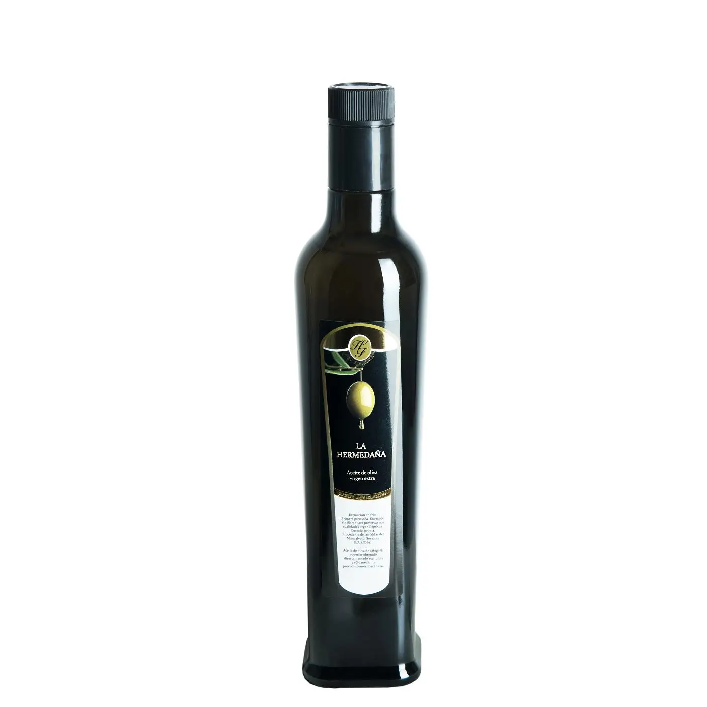 BOTELLA DE CRISTAL DE 250ML (0,25L) - ACEITE DE OLIVA VIRGEN EXTRA EXCLUSIVO - PRODUCCION LIMITADA - EXTRACCION EN FRIO - MONOPARENTAL 100% ARBEQUINA - La Hermedaña