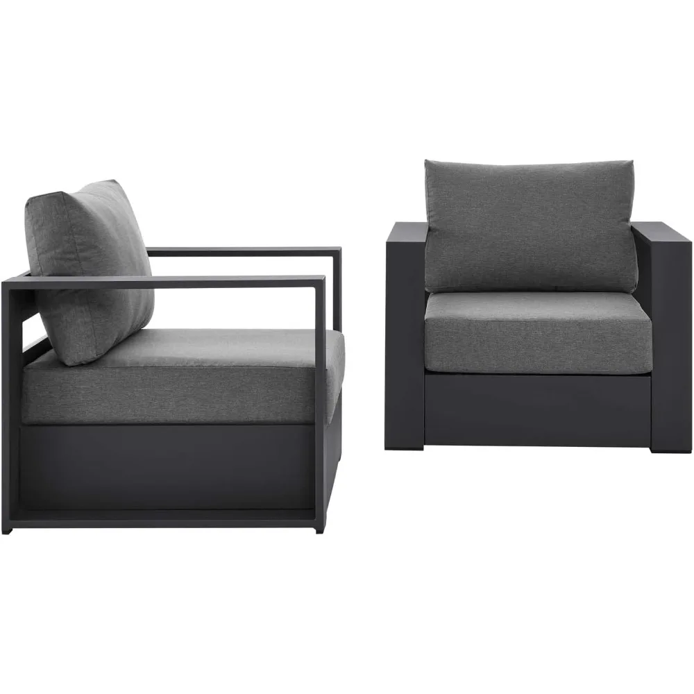 Aluminum 2-Piece Patio Set in Gray Charcoal