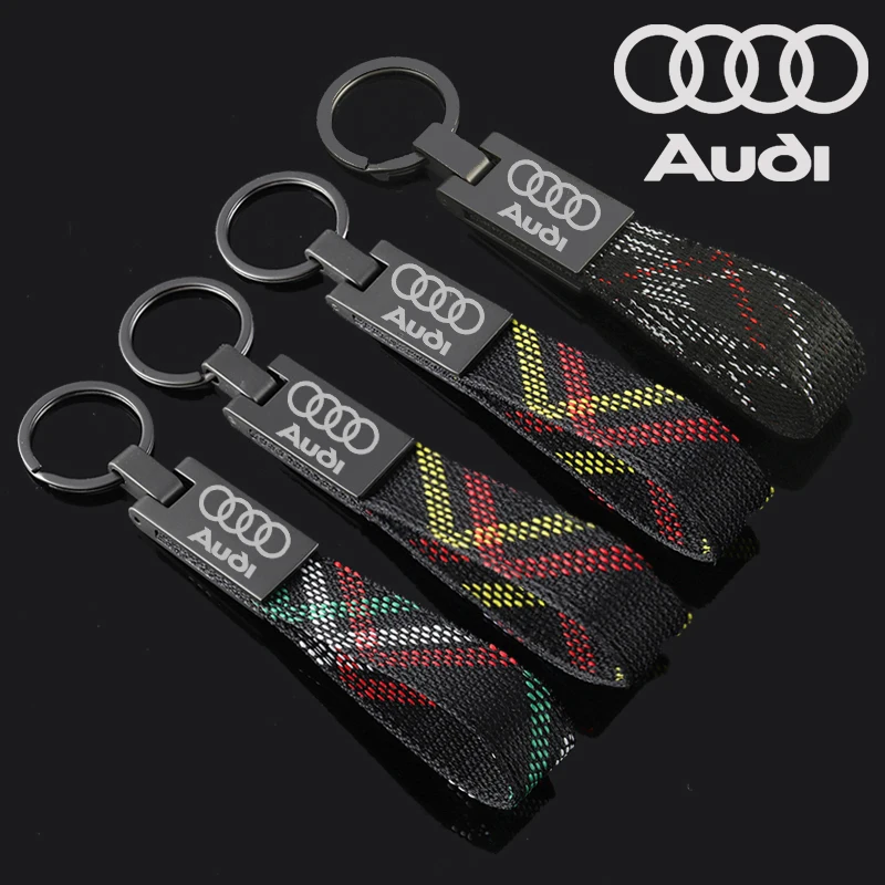 

Oxford Webbing Car Logo Keychain Holder Key Rings Pendant for Audi RS Sline A4L A5 A7 A8L Q2 Q4 Q5 TT S2 S7 S6 RS4 RS5 TTS