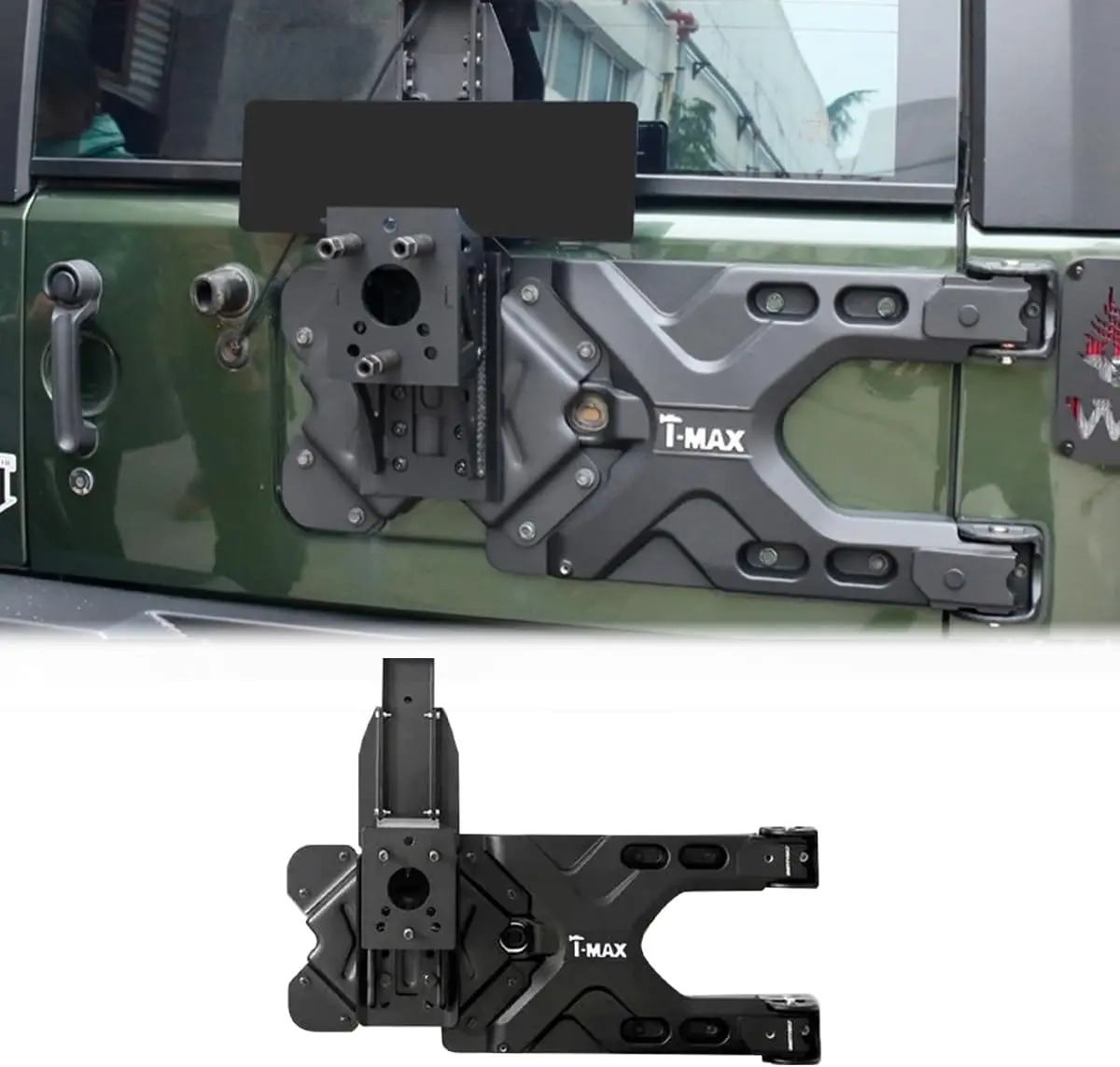 Tire Carrier Kit for 2007-2018 Wrangler JK JKU Unlimited Heavy Duty Spare Wheel Holder Rack Mount Relocation