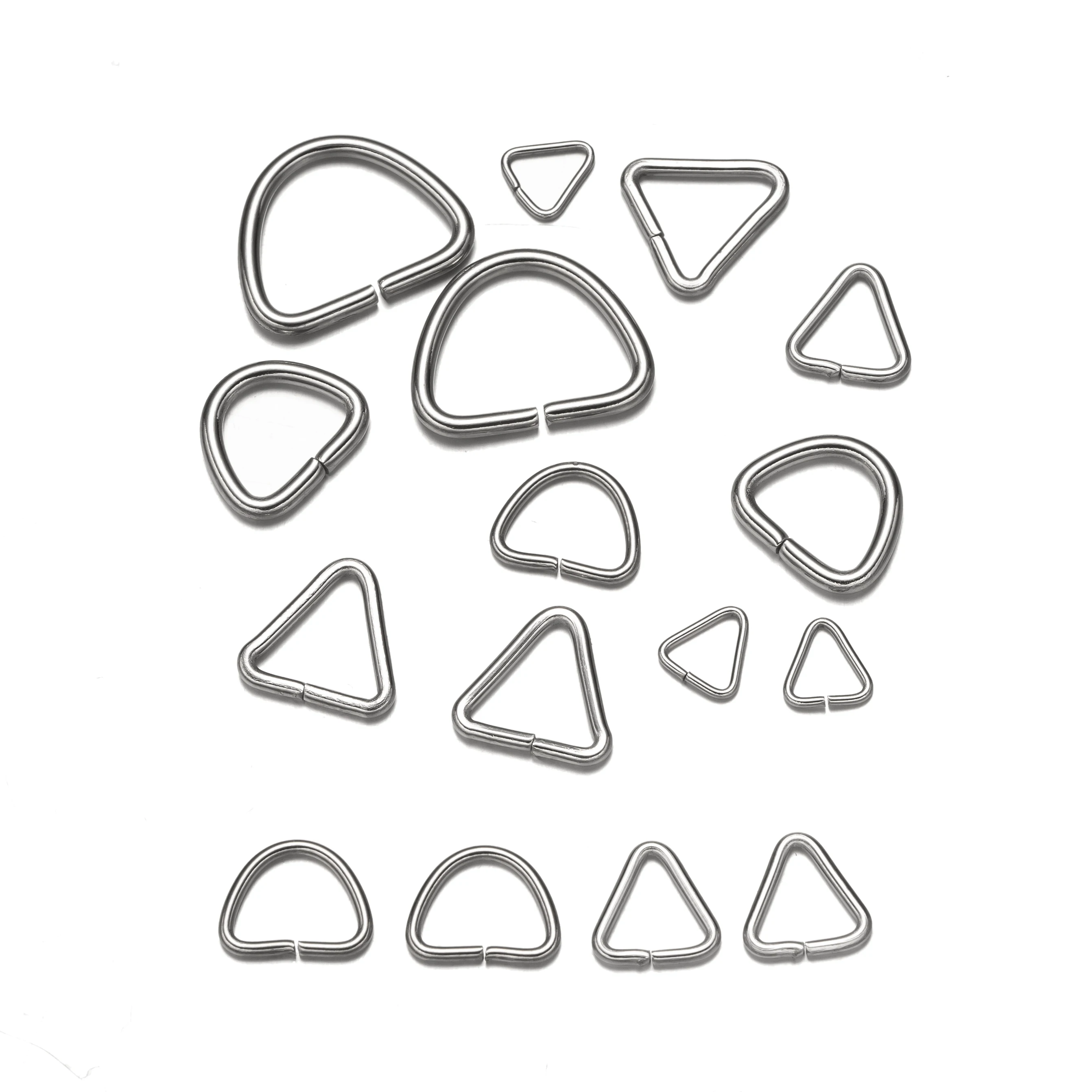 100 stücke edelstahl d ring schnalle dreieck offener sprung ring für diy ohrringe armband schmuck herstellung liefert zubehör handwerk – Detail 1