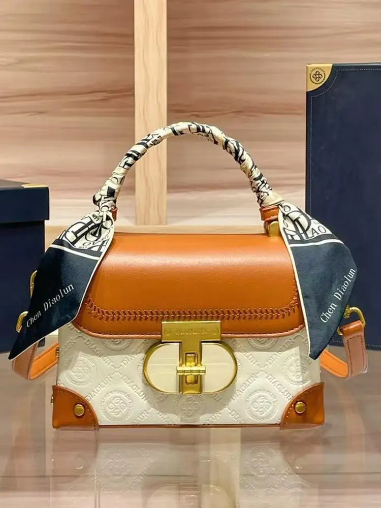 

Hong Kong Genuine Leather Women's Handbag New Luxury Box Bag High-End Sensation Color Blo Handbag Single oulder Slant Bag