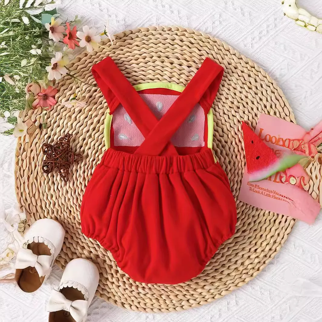 0-2 Year Old Summer New Newborn Infants and Girls Sling with Watermelon Shaped Cute Butt Wrap Triangle jumpsuit