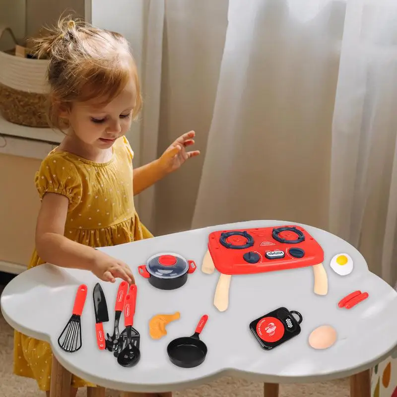 Kids Kitchen Toy Set Set of 14 Educational Toys for Children Cooking Play Exercise Hand-Eye Coordination Pot and Pan Toys for