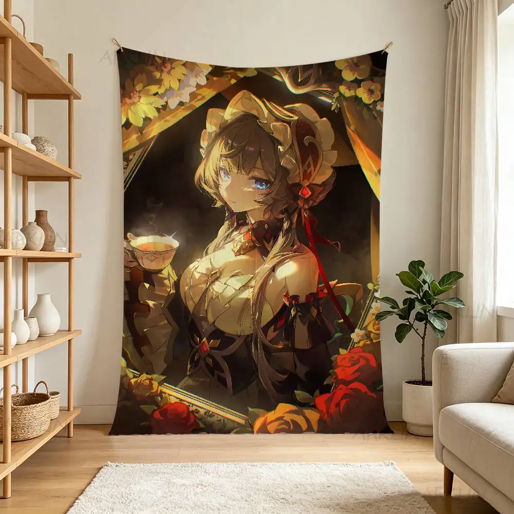 Hot Kawaii Girl Sandrone Tapestry, Genshin Impact Anime Girl Wall Hanging, Game Character Illustration Wall Cloth