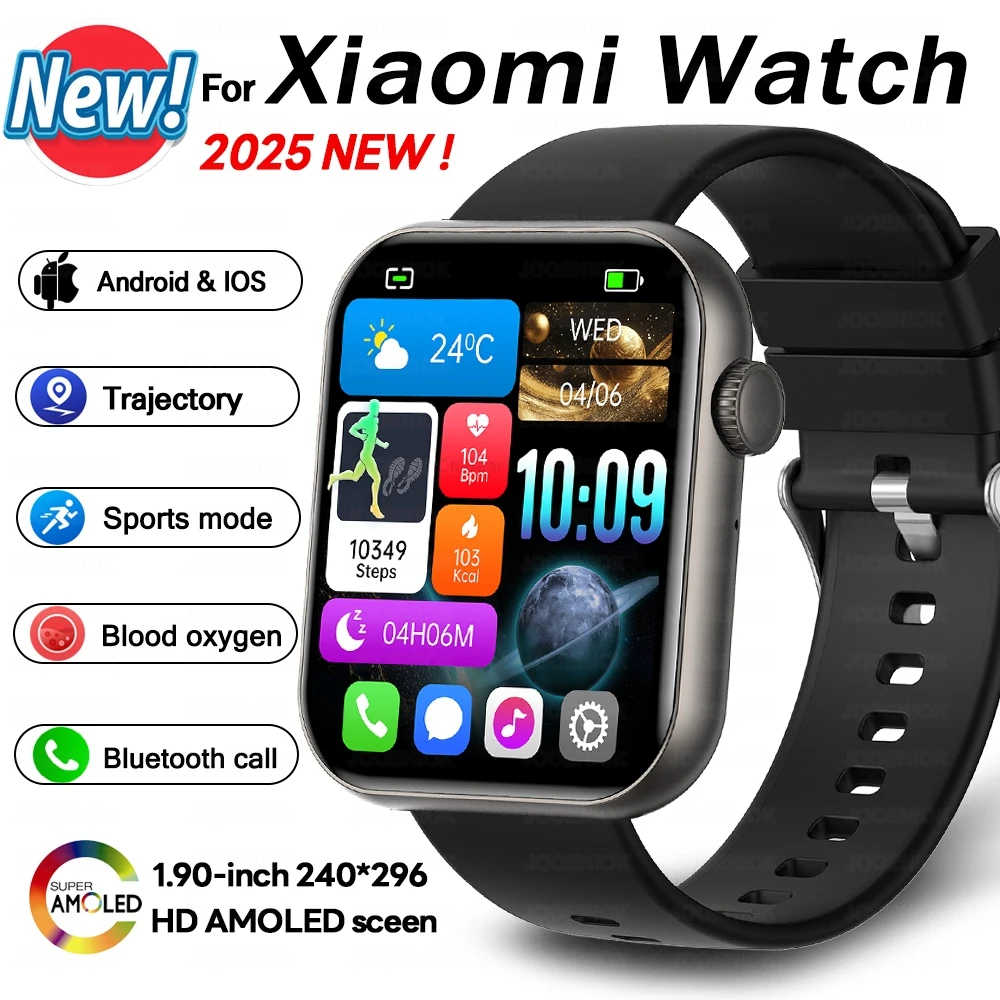 

For Xiaomi Huawei 2025 New Smart Watch Men AMOLED HD Screen Sports Tracker AI Voice Bluetooth Call Fashion Smartwatch Women